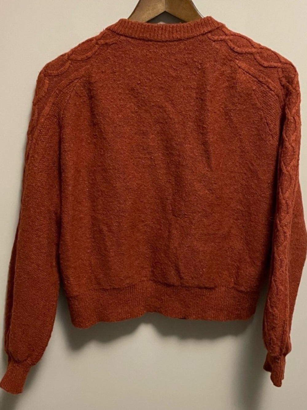 Chaps Rust Orange Cable-Knit Button Cardigan Women’s Medium - Picture 8 of 10